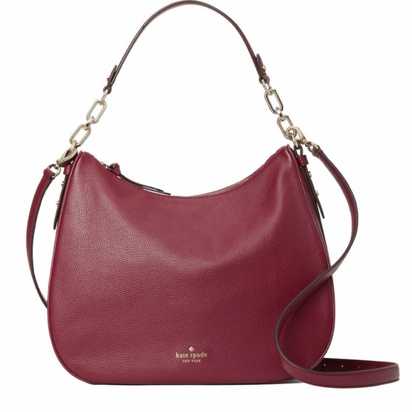 kate spade Handbags - kate spade Pebbled Leather Burgundy Hobo with Gold Hardware